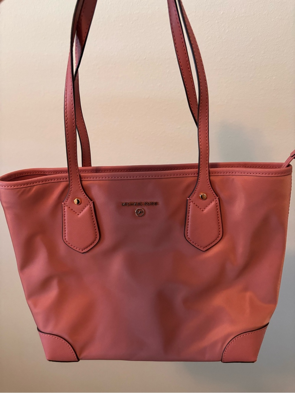 Michael Kors Coral Pink Leather-Trim Tote